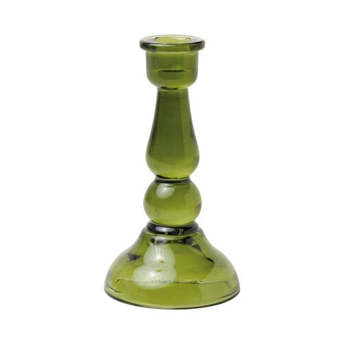 Dark Green Tall Glass Taper Holder