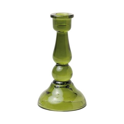 Dark Green Tall Glass Taper Holder