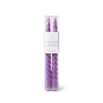 2 Bougies Torsadées Coniques - Violet (10" de Hauteur) 1