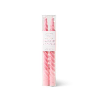 2 Tapered Twisted Candles - Pink (10" Tall)
