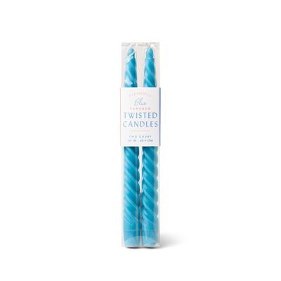 2 candele intrecciate affusolate - blu (altezza 10")