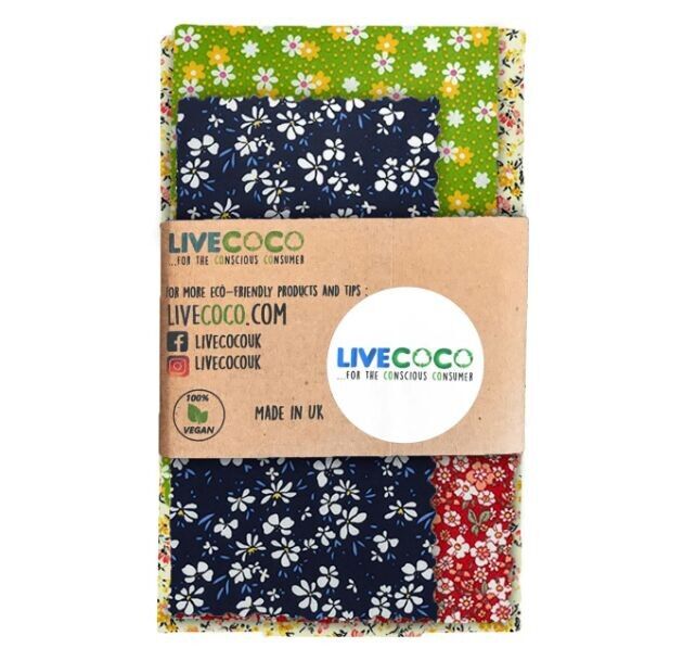 Reusable Vegan Eco Food Wraps (4 Per Pack)