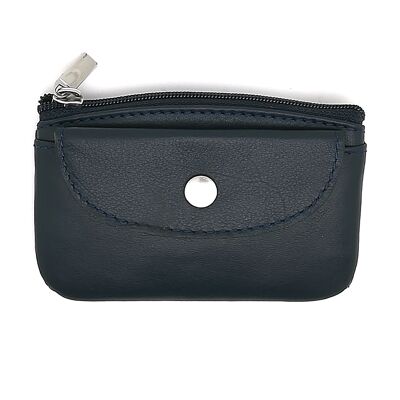 Flip Leather Wallet with Flap for Cards | Ubrique skin | Made in Spain | Ref. 10013 Blue