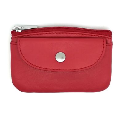 Flip Leather Wallet with Flap for Cards | Ubrique skin | Made in Spain | Ref. 10013 Red
