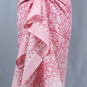 Block Printed Sarong Pareo Beachcoverup -Pink Paisley