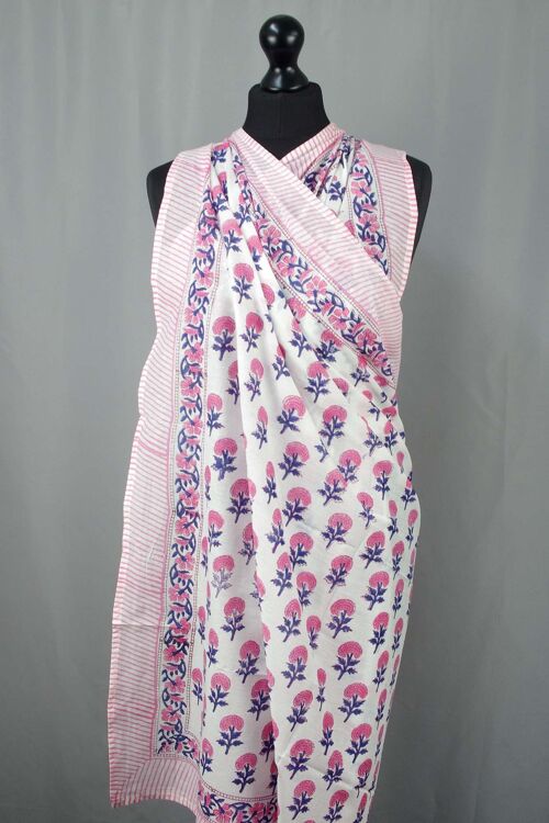 Beach Coverup Sarong Pareo - Small Pink Floral Motif