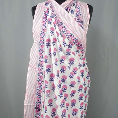 Beach Coverup Sarong Pareo - Small Pink Floral Motif