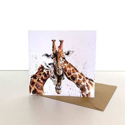 Cartolina d'auguri coppia giraffa