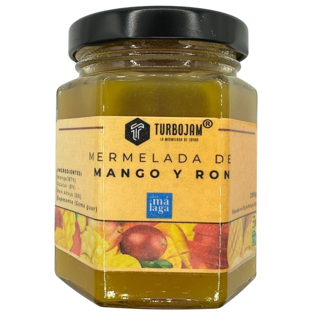 Confettura naturale di mango e rum 90% frutta. Contenuto di zucchero ridotto (solo l'8%)