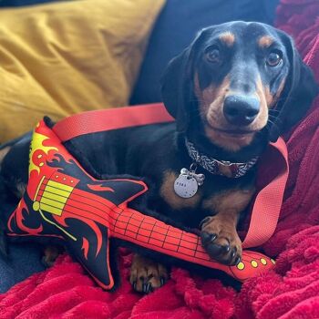 Wufwuf Rottie Blackpaw's Guitar, jouet grinçant portable pour chien 4