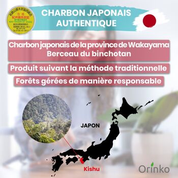 Binchotan Japonais de Kishu Bio 5X (125G, 25G x 5) | Chêne Ubame de Wakayama - Authentique Charbon Actif Binchotan Traditionnel du Japon pour Purification d'eau en Carafe 7