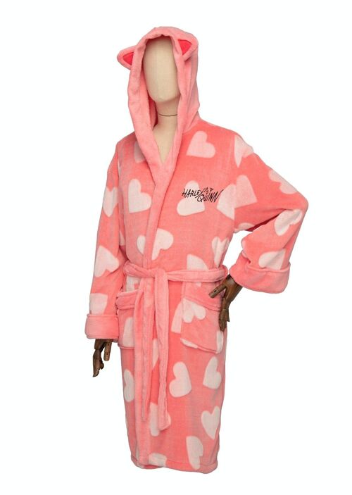 Harley Quinn DC Comics Cosy Hearts Pink Bathrobe with ears Ladies One Size