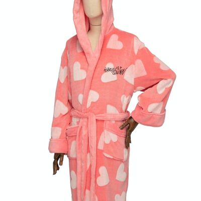 Harley Quinn DC Comics Cosy Hearts Pink Bathrobe with ears Ladies One Size