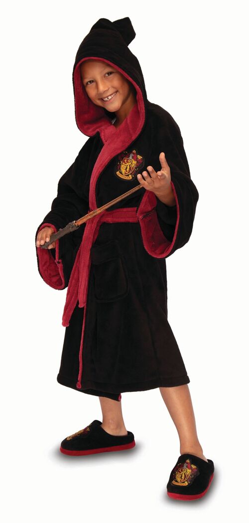 Harry Potter Gryffindor Kids Poly Fleece Robe Black/Burgundy