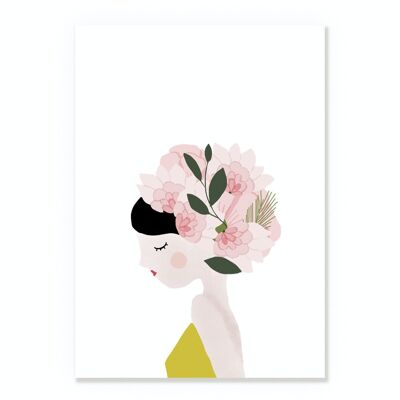 Poster ritratto di capelli fioriti
