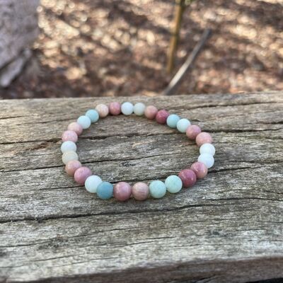 Bracelet de lithothérapie en Amazonite, Rhodochrosite