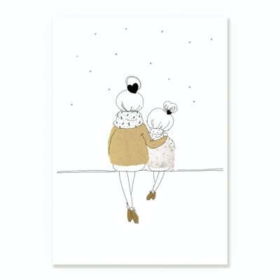 Poster Liebe Mama und Mädchen Winter