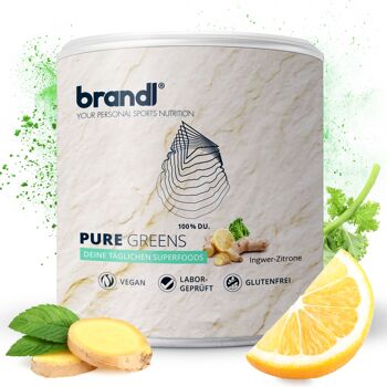 Brandl® Superfood Greens poudre avec ashwagandha, poudre de spiruline, gingembre, pousses de brocoli et bien plus encore. 7