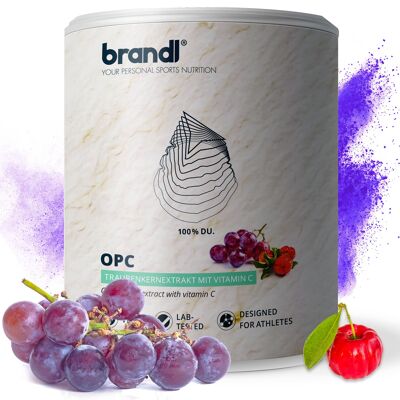 cápsulas de extracto de semilla de uva brandl® OPC altamente dosificadas con vitamina C de acerola | Probado en laboratorio de forma independiente
