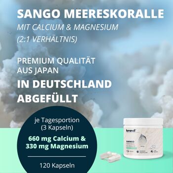 Brandl® Capsules de corail marin de Sango | Calcium Magnésium Ratio 2:1 | Testé en laboratoire indépendamment 2
