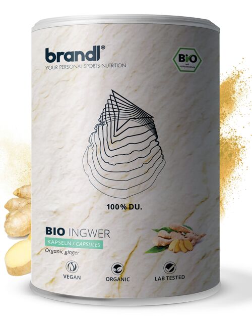 brandl® Bio Ingwer Kapseln hochdosiert (Ginger) - Premium Qualität unabhängig laborgeprüft - Vegan
