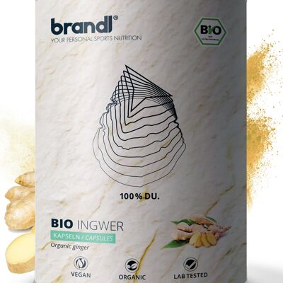 brandl® organic ginger capsules high dose (ginger) - premium quality independently laboratory tested - vegan