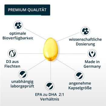 gélules brandl® Omega 3 D3 K2 avec huile de poisson de première qualité Omega 3 | EPA DHA à forte dose avec un ratio de 2:1 6