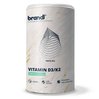 brandl® Vitamine D3 K2 hautement dosée | Capsules végétaliennes premium testées en laboratoire de manière indépendante | D3K2 8