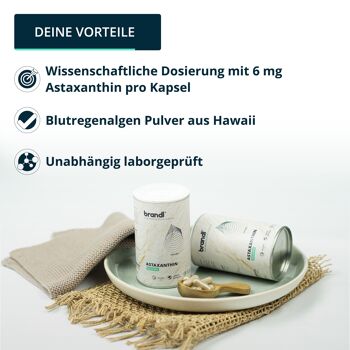 brandl® astaxanthine à haute dose avec antioxydants d'Hawaï | Capsules premium testées en laboratoire externe 3