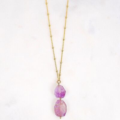 Gold plated silver necklace with amethyst pendant