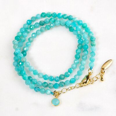 Bracelet wrap bracelet en amazonite 'Harmony', (peut aussi se porter en collier !)