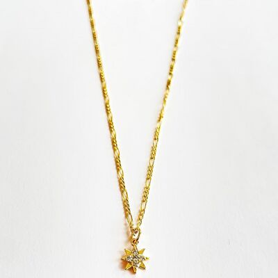 Gold plated silver necklace with zirconia star