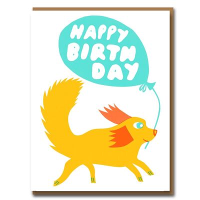 Sukie Dog with Balloon Letterpress Card - S2E