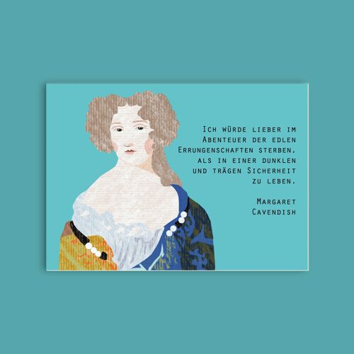 Postkarte Holzschliffpappe - Damen - Margaret Cavendish