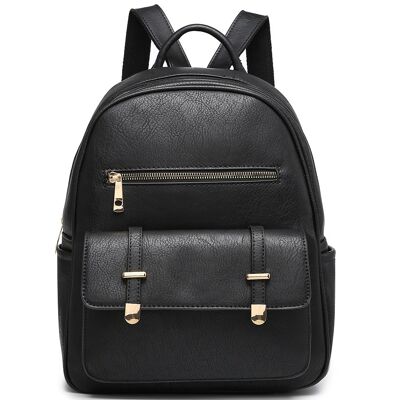 Sturdy Backpack Fashion Travel Casual Daypack Rucksack Water-Proof Light Weight PU Leather Bag for Travel/Business/College - A36445 black
