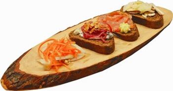 Merveilleuse planche à découper en écorce ovale croûtons snacks salami cm.60 2