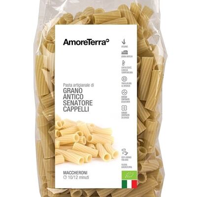 MACCHERONI BIO DI GRANO ANTICO VARIETA' CAPPELLI - 100% GRANO BIOLOGICO ITALIANO - TRAFILATA AL BRONZO - LENTA ESSICCAZIONE A BASSA TEMPERATURA - ALTA QUALITA'