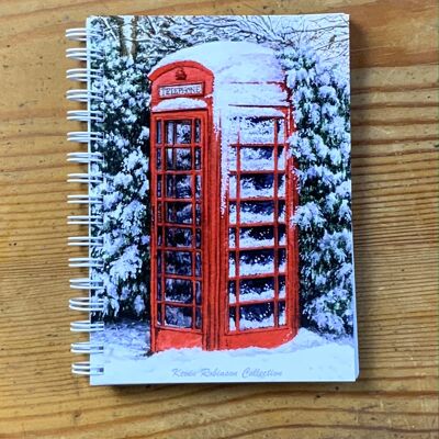 Cuaderno A6, caja de teléfono de invierno.