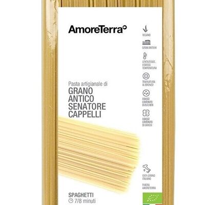 ANTIQUE WHEAT SPAGHETTI CAPPELLI VARIETY - 100% ITALIAN ORGANIC WHEAT - BRONZE DRAWN - SLOW DRYING AT LOW TEMPERATURE