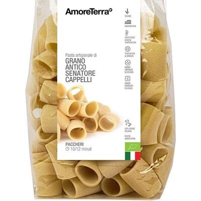 SMOOTH ANTIQUE WHEAT PACCHERI CAPPELLI VARIETY - 100% ITALIAN ORGANIC WHEAT - BRONZE DRAWN - SLOW DRYING AT LOW TEMPERATURE