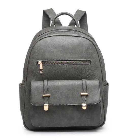 Sturdy Backpack Fashion Travel Casual Daypack Rucksack Water-Proof Light Weight PU Leather Bag for Travel/Business/College - A36445 dark grey