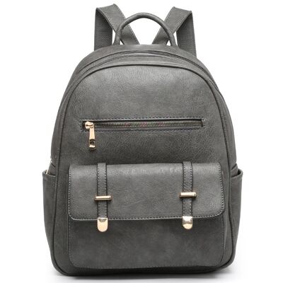 Sturdy Backpack Fashion Travel Casual Daypack Rucksack Water-Proof Light Weight PU Leather Bag for Travel/Business/College - A36445 dark grey