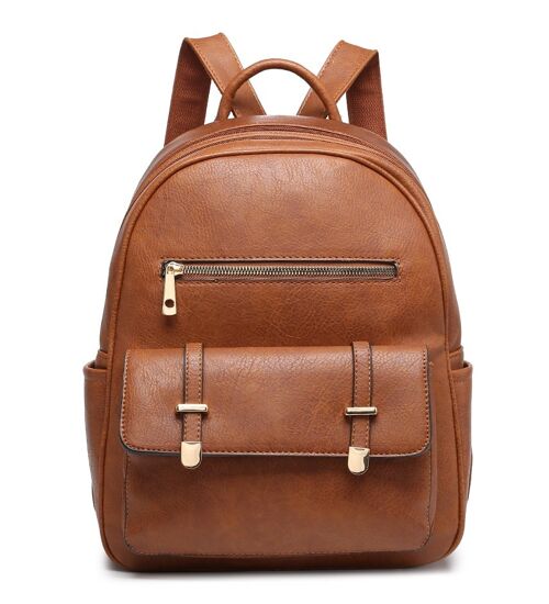 Sturdy Backpack Fashion Travel Casual Daypack Rucksack Water-Proof Light Weight PU Leather Bag for Travel/Business/College - A36445 brown