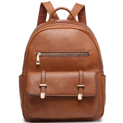 Sturdy Backpack Fashion Travel Casual Daypack Rucksack Water-Proof Light Weight PU Leather Bag for Travel/Business/College - A36445 brown