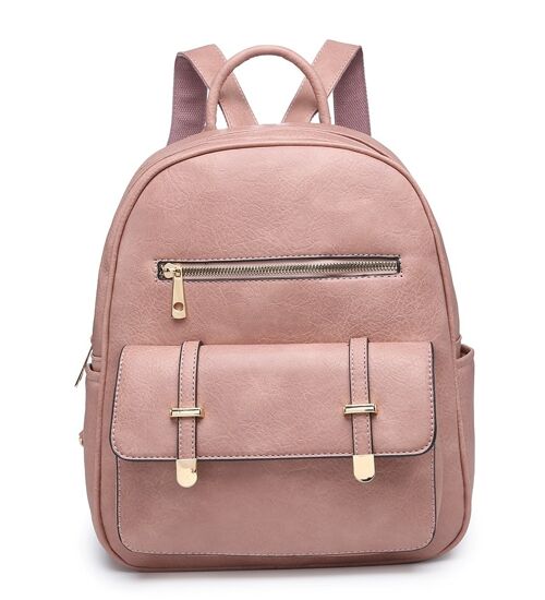 Sturdy Backpack Fashion Travel Casual Daypack Rucksack Water-Proof Light Weight PU Leather Bag for Travel/Business/College - A36445 pink