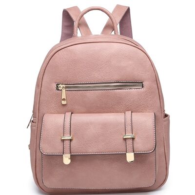 Sturdy Backpack Fashion Travel Casual Daypack Rucksack Water-Proof Light Weight PU Leather Bag for Travel/Business/College - A36445 pink