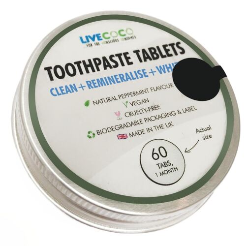 Zero Waste Toothpaste Tablets - Remineralising Whitening Toothpaste Tablets (Fluoride-free)