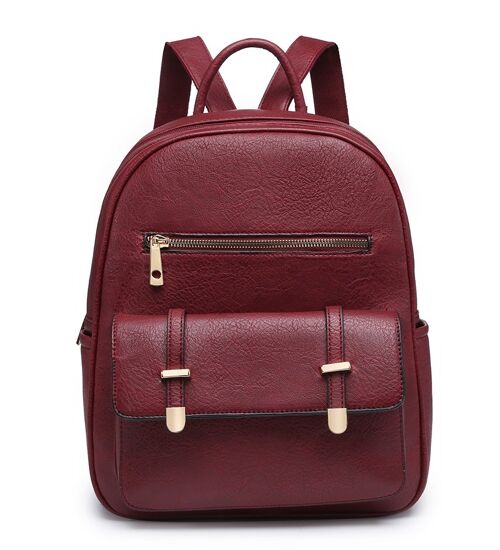 Sturdy Backpack Fashion Travel Casual Daypack Rucksack Water-Proof Light Weight PU Leather Bag for Travel/Business/College - A36445 wine red