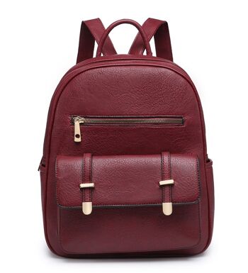 Sac à Dos Robuste Mode Voyage Casual Daypack Sac à Dos Sac à Dos en Cuir PU Léger Imperméable pour Voyage/Affaires/Université - A36445 vin rouge 1