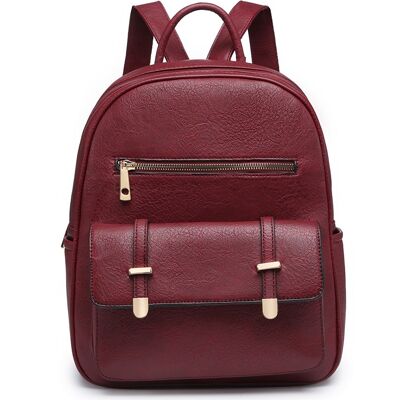 Sturdy Backpack Fashion Travel Casual Daypack Rucksack Water-Proof Light Weight PU Leather Bag for Travel/Business/College - A36445 wine red